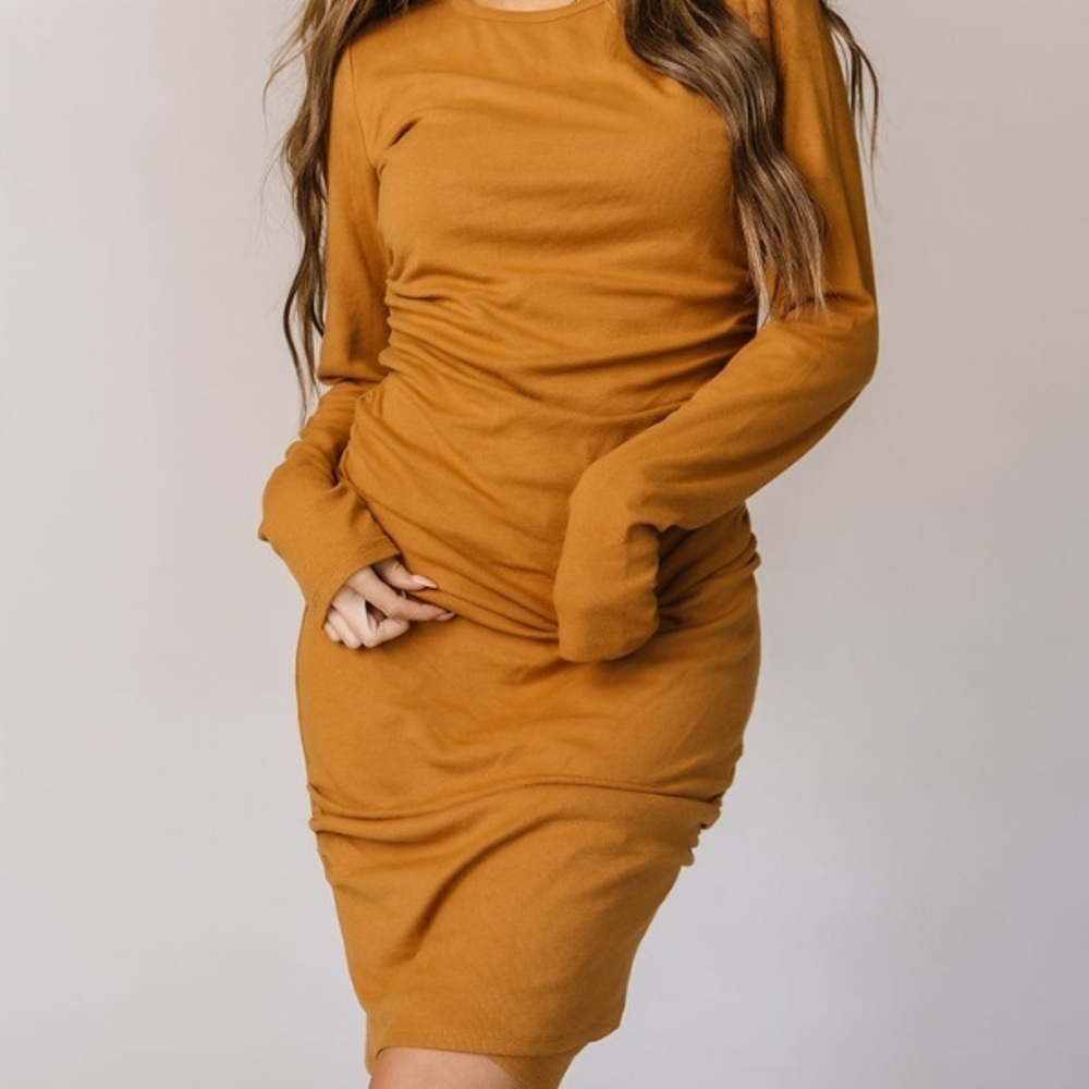 Ampersand Better Than Basic Dress | Long Sleeve | Butterscotch | Small - Picture 3 of 3